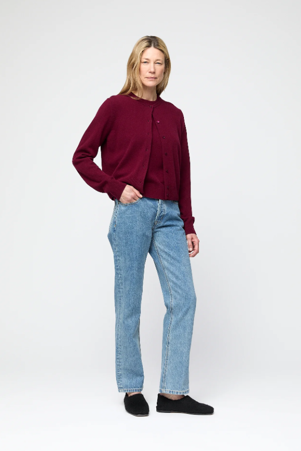 Classic Wool Cardigan Burgundy