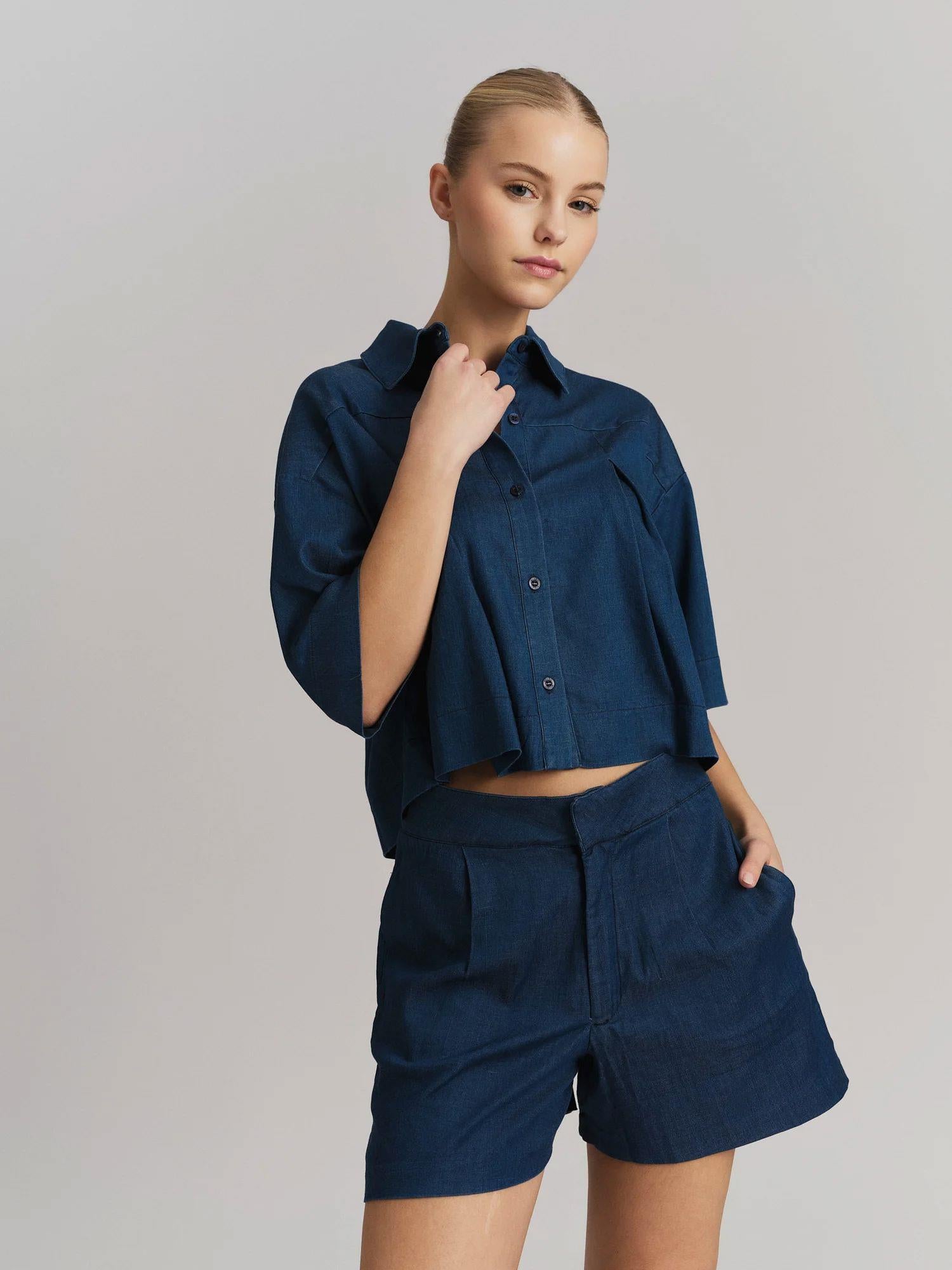 Massy Tencel Shirt Dark Blue