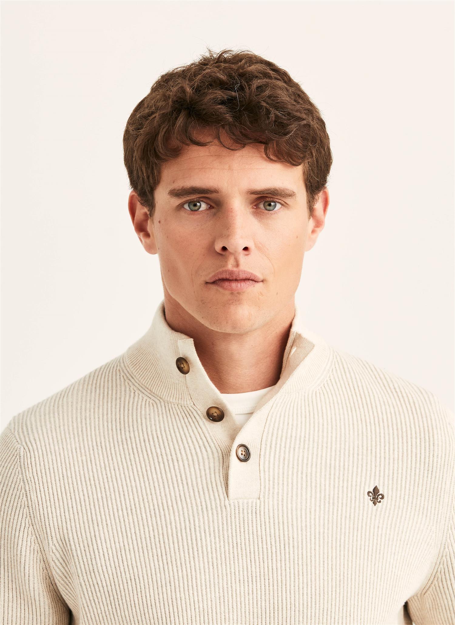 Niall Half Button Sweater Khaki
