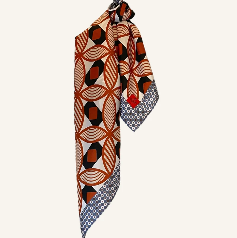 Retro Geometric Silk Brunt Sienna