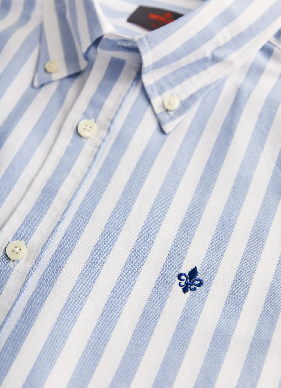 Douglas Oxford Stripe Shirt-Slim Fit Light Blue