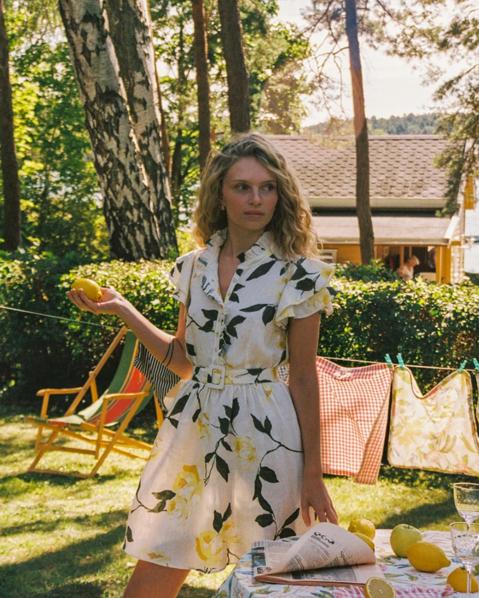 Linen Ruffle Dress Sunlight