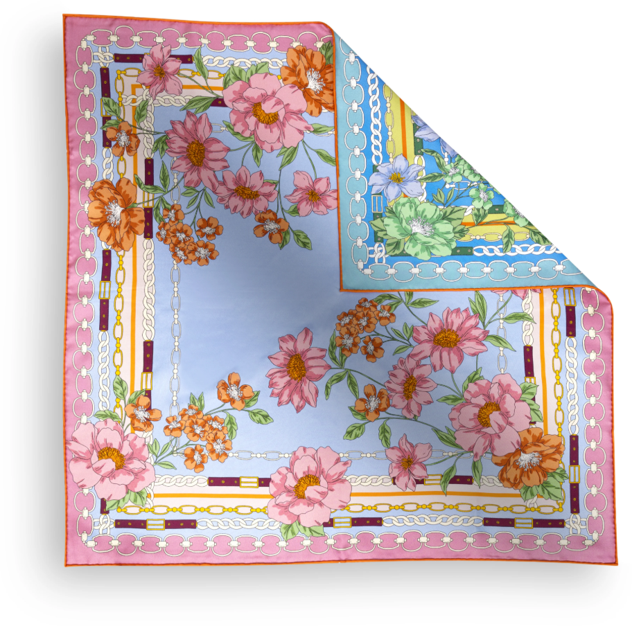 Fleur De Chaine Scarf 90x90 Cobolt/Blue