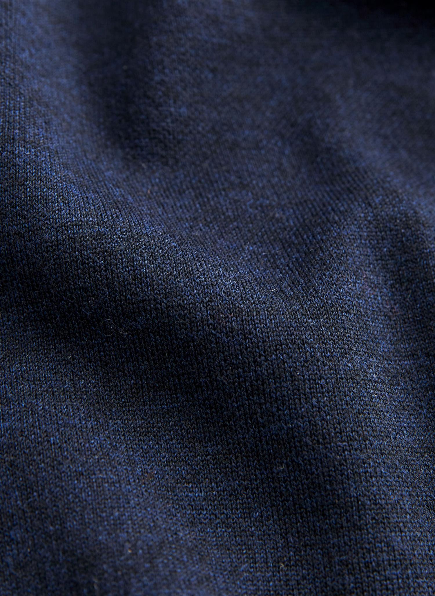 Merino Double Zip Hood Navy