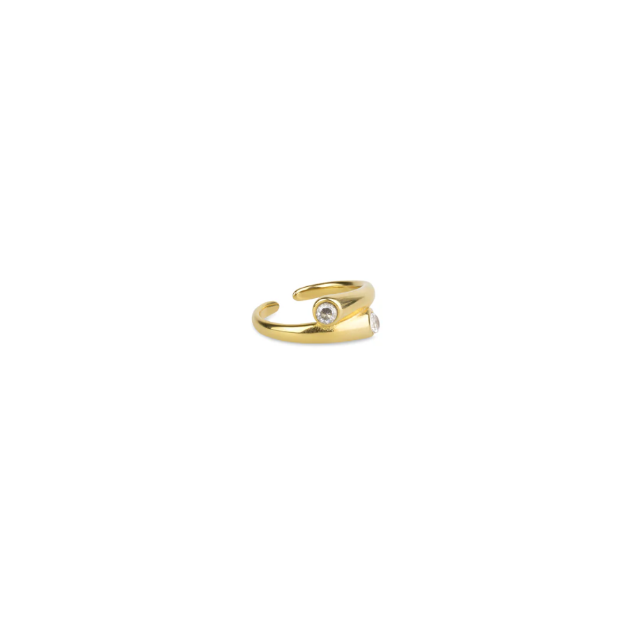 Tomine Crystal Hug Ring Stainless Steel Gold