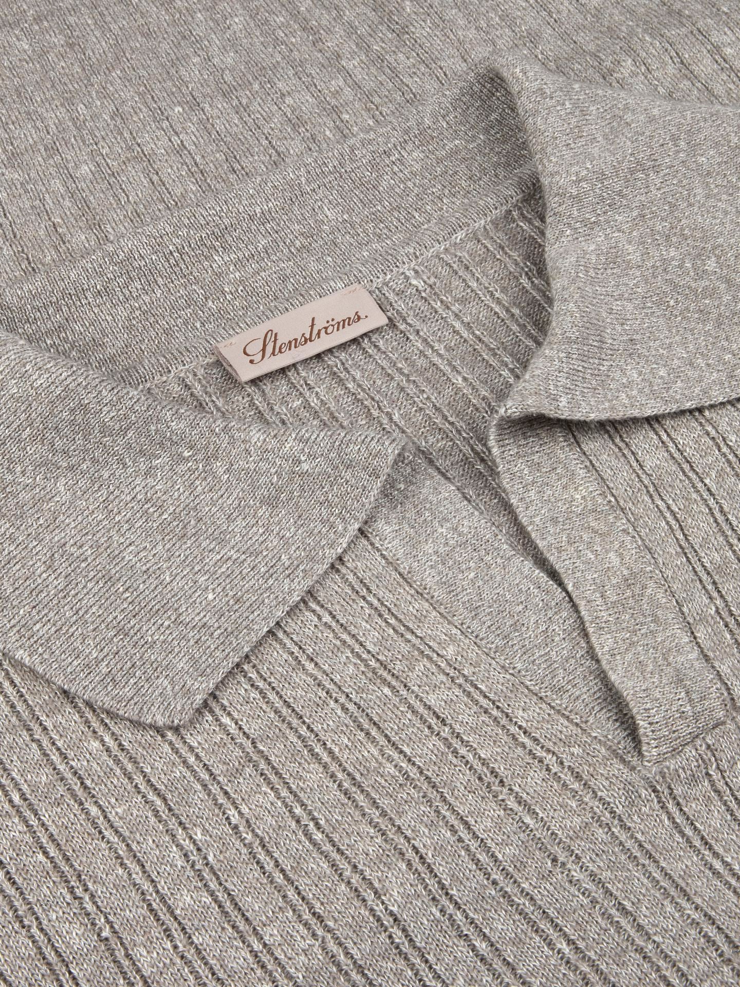 Polo Shirt Knitted Ribbed Linen / Merino Wool Light brown