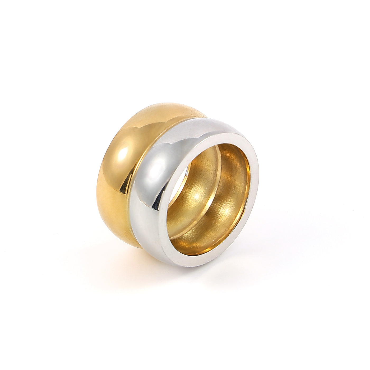 NELLIE-DOUBLE DOME DUO RINGSTINLESS STEEL-GOLD