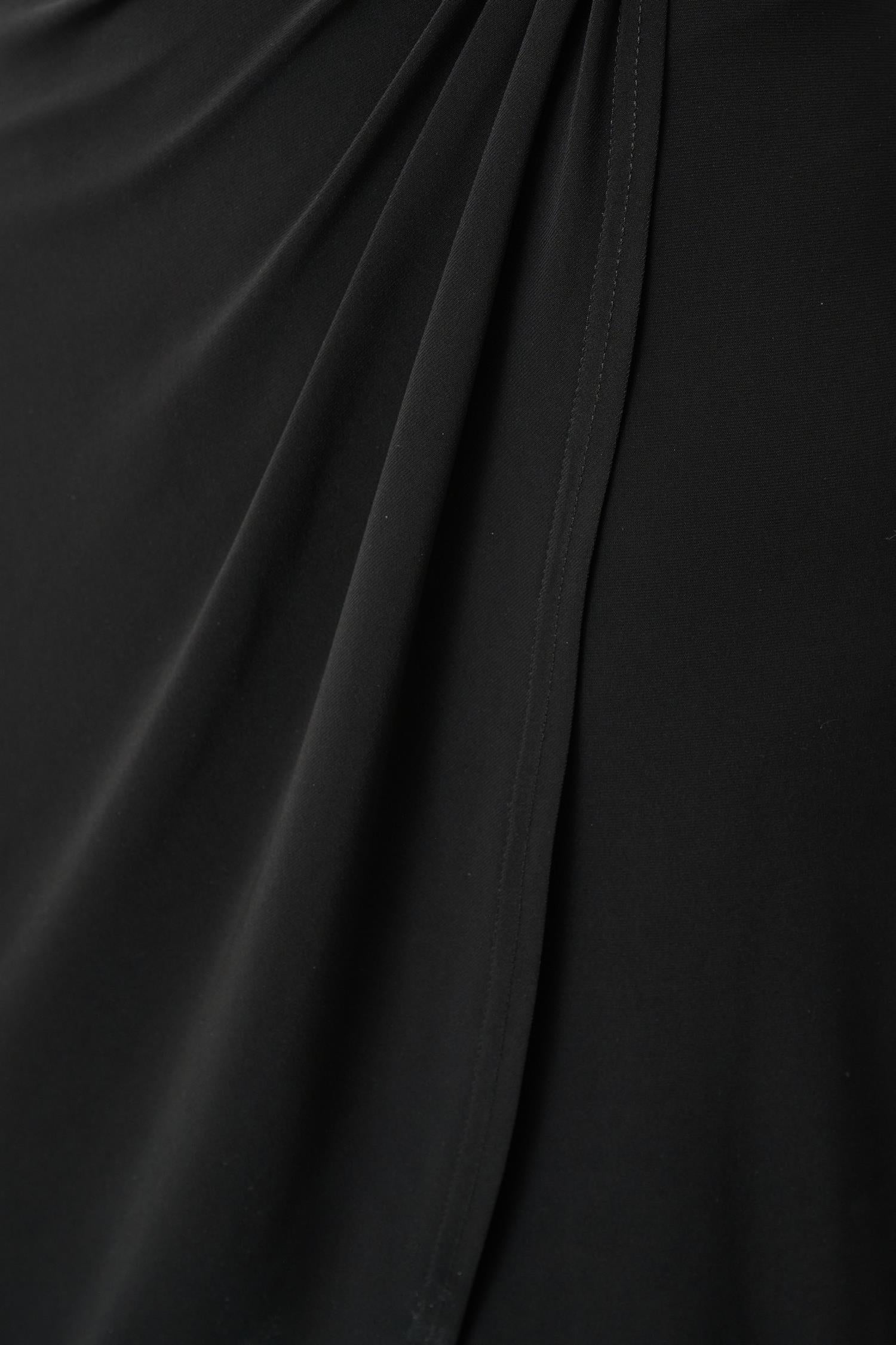 Silky Knit Sheath Wrap Dress Black