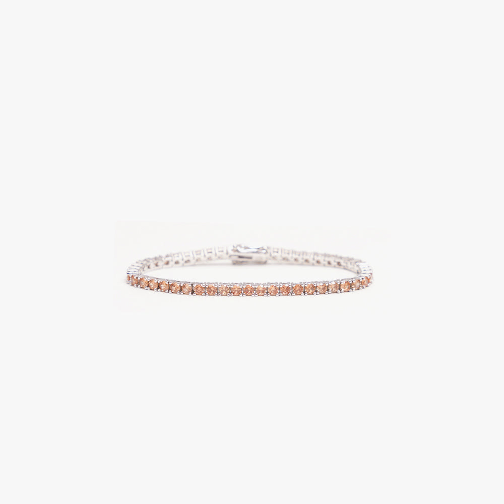 Tennis Bracelet Beige Silver 17cm