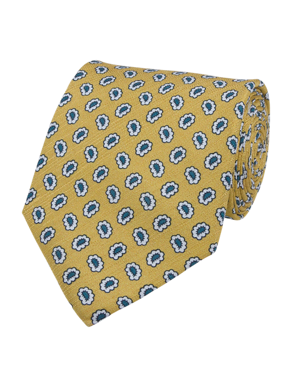 Yellow Blue Silk Tie