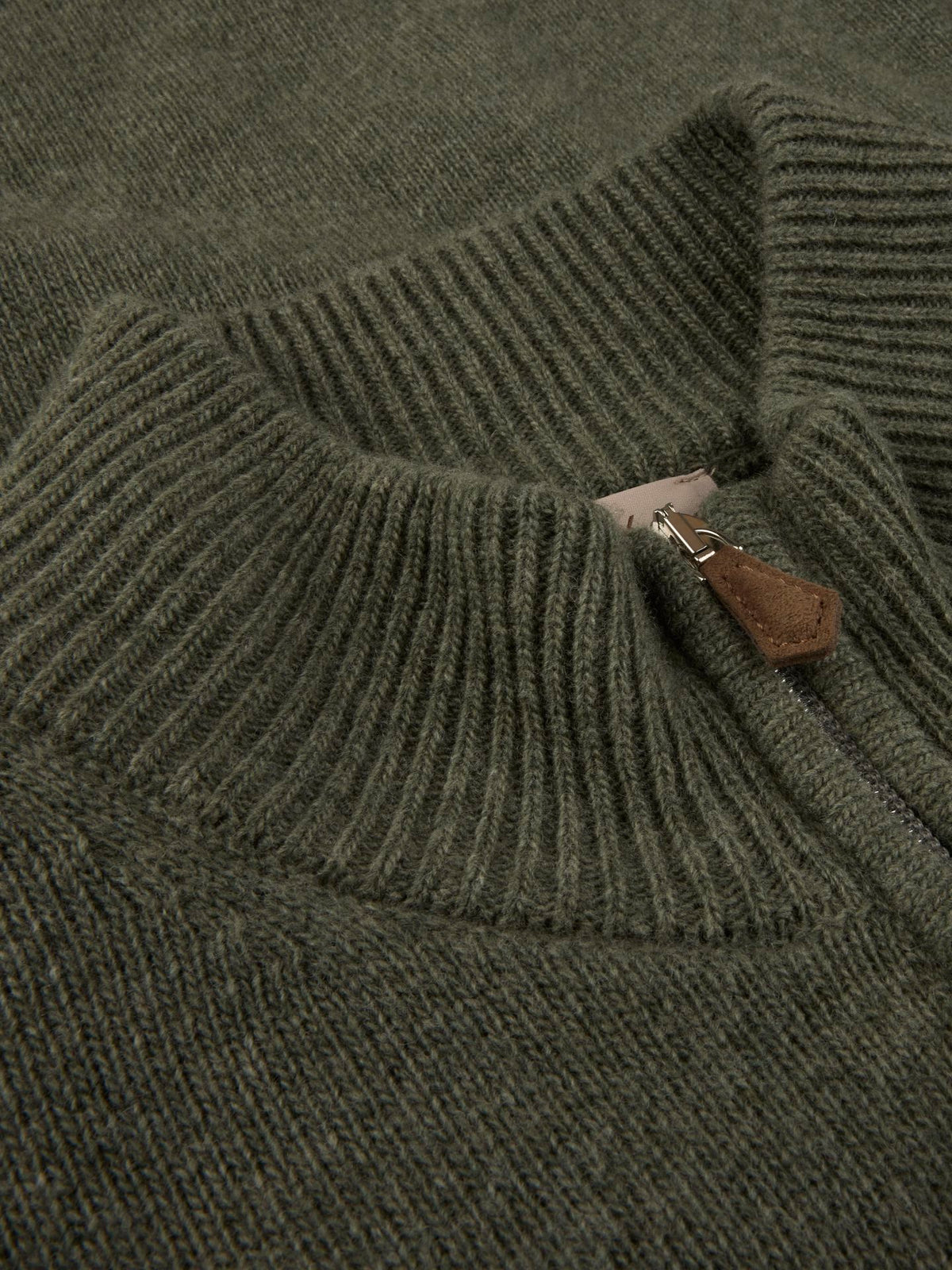 Pullover Knitted Half Zip Carded Merino Wool Green
