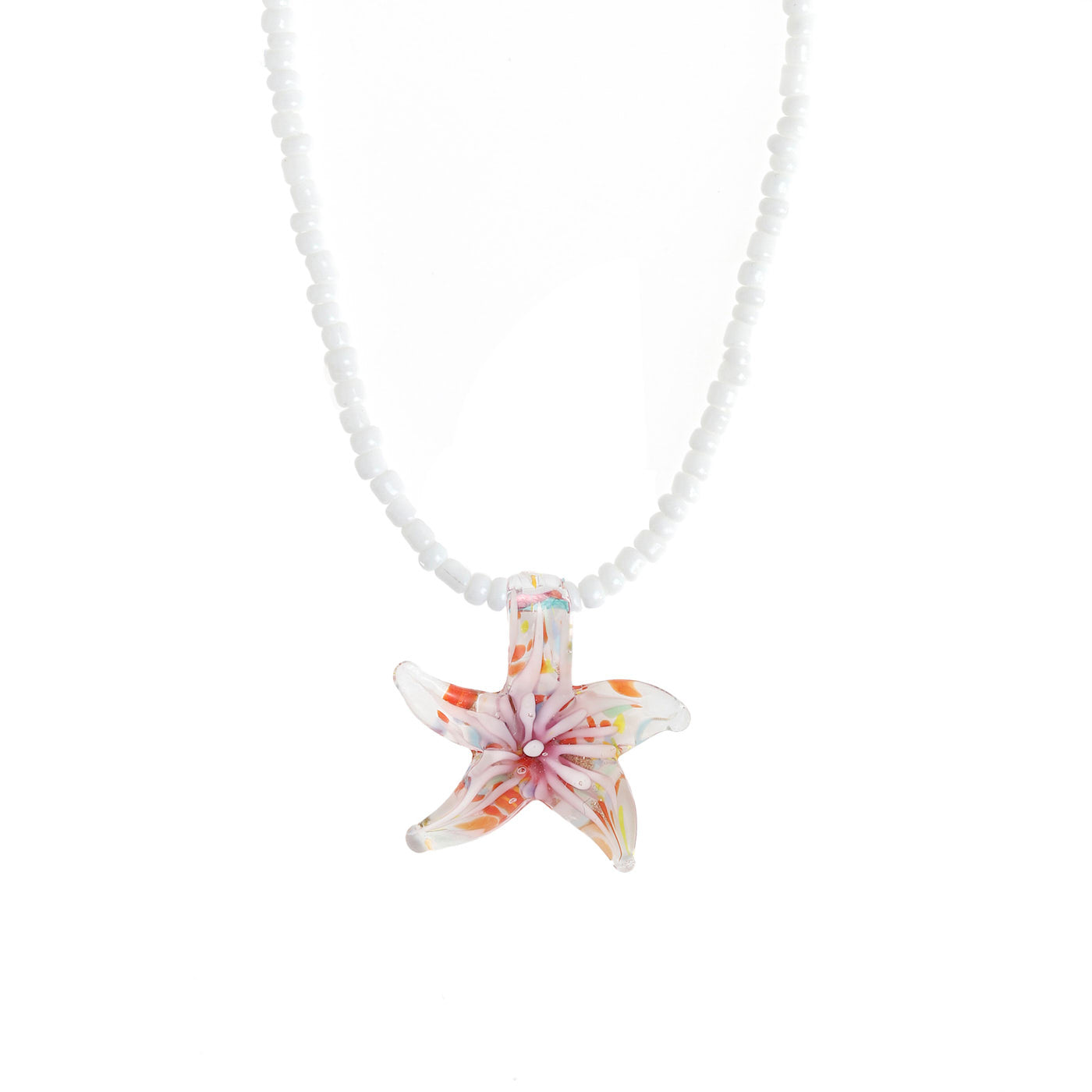 SERAFINA-GLASS STARTFISH NECKLACE STAINLESS STEEL