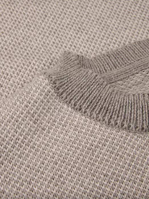 Sweater Knitted Crew Neck Patterned Merino Wool