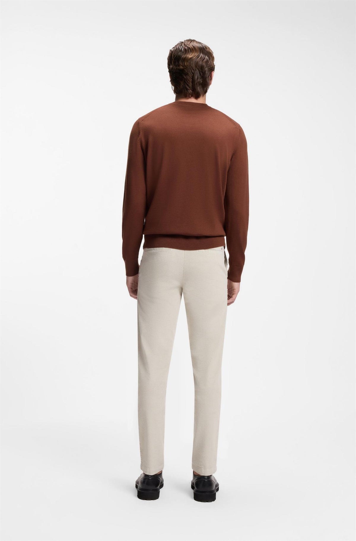 H-Leno Crew Neck Merino Wool Sweater Brown