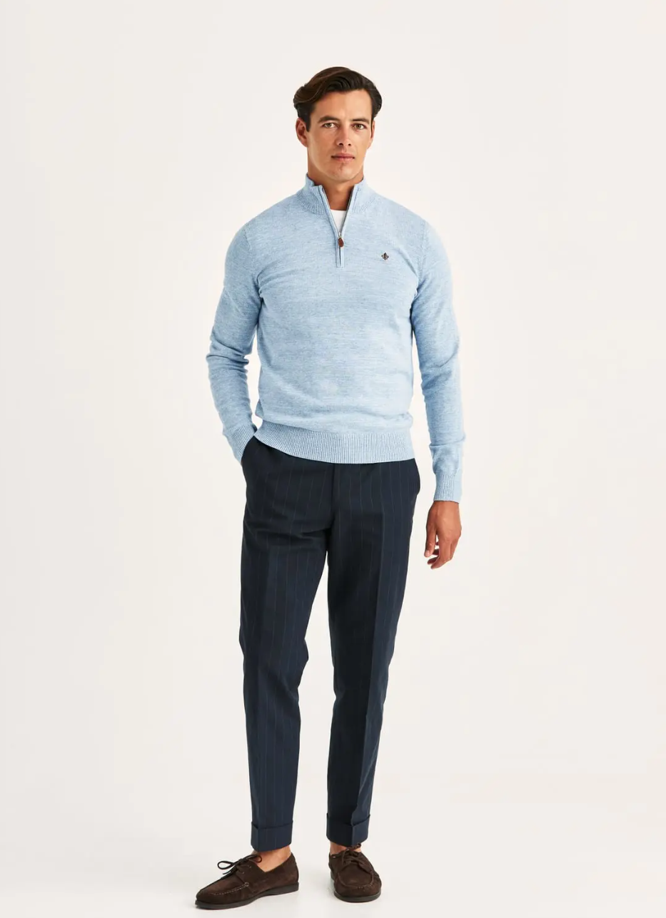 Randall Half Zip Light Blue