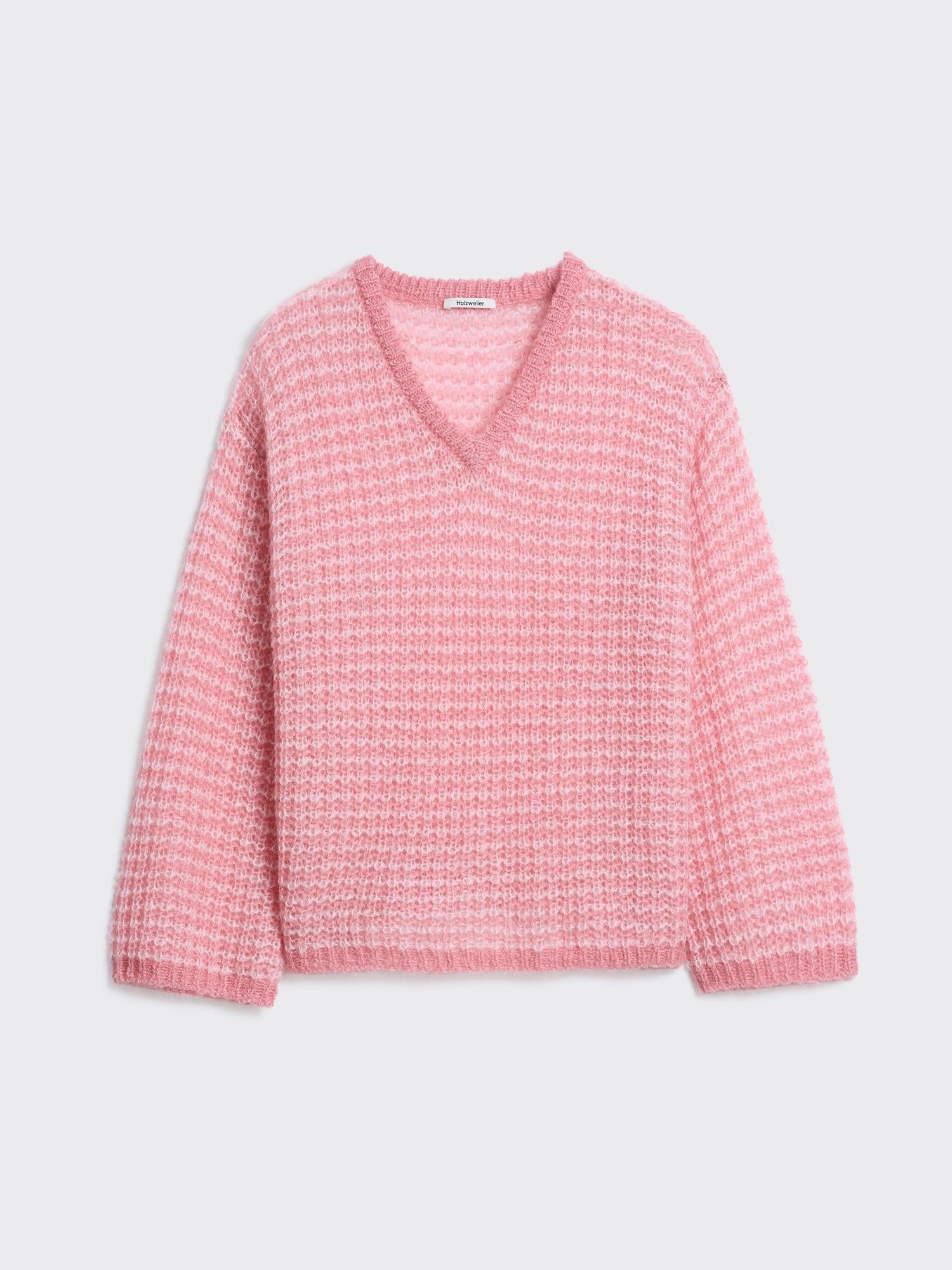 Boxy Mohair V-Neck Pink Mix
