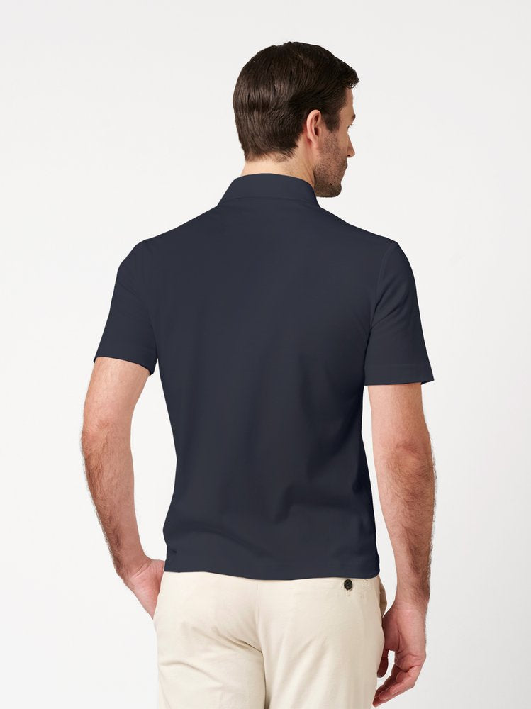 Luxury Two Ply Polo Zip Blue Piquet