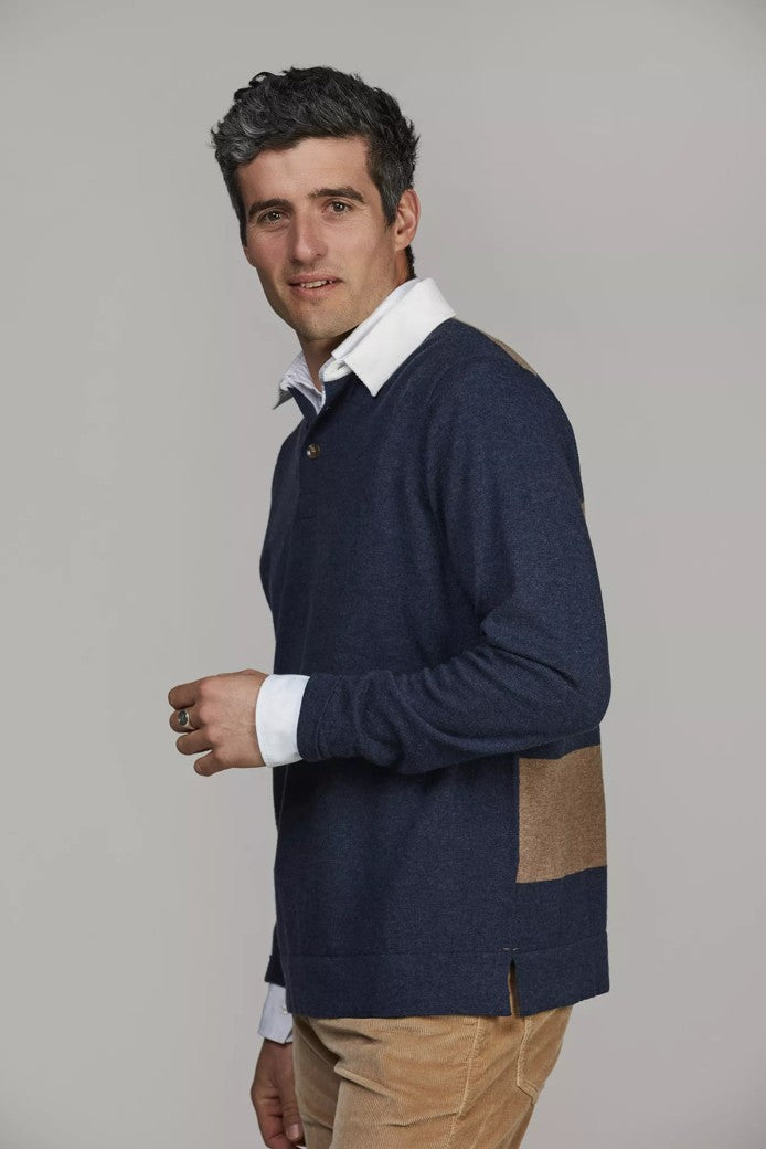 Rugger Style Knit Dark Blue