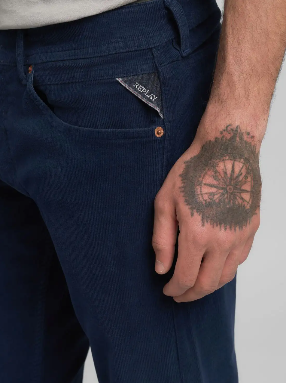 Straight-Fit Corduroy Trousers - Blue
