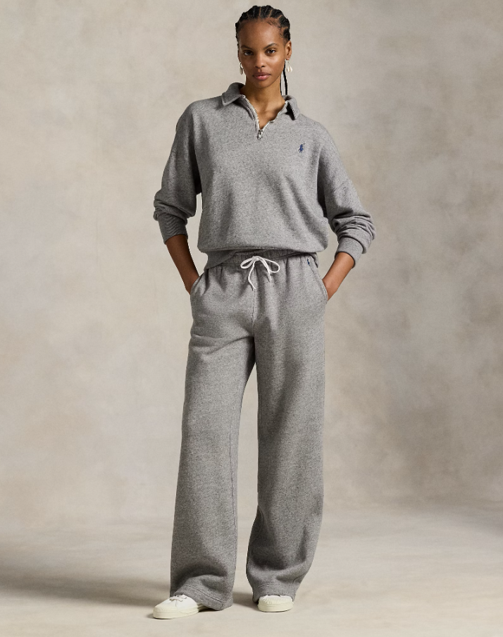 Drawstring Wide-leg Tracksuit Bottoms Grey Htr