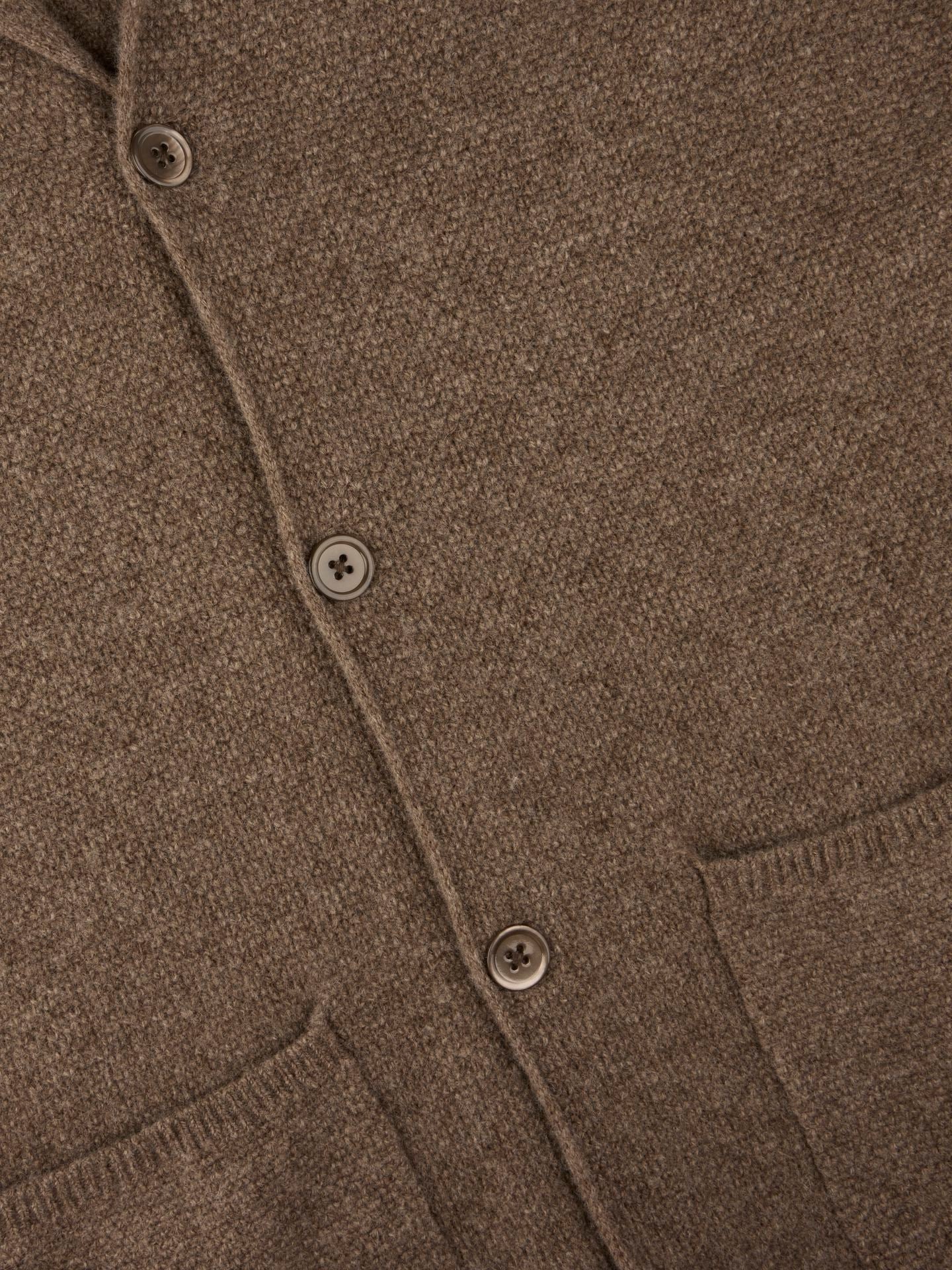 Cardigan Knitted Texture Yak / Merino Wool Light Brown