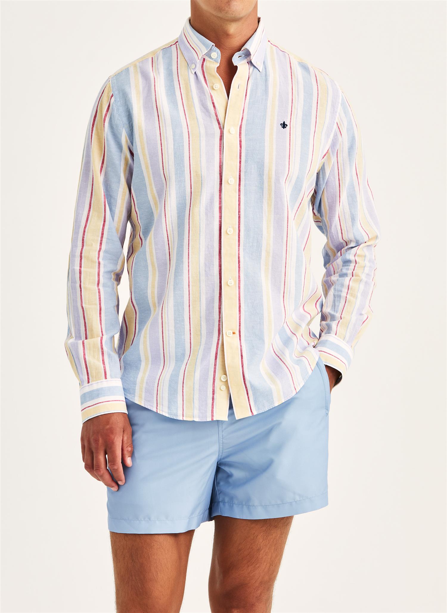Happy Linen Stripe Shirt Classic Purple