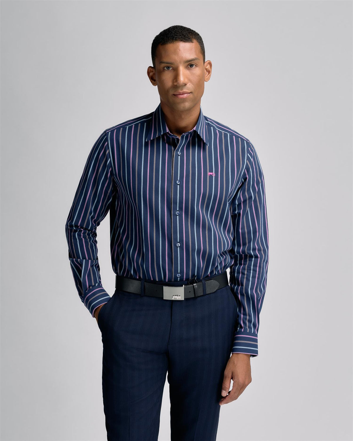 Colorfull Stripe Shirt Dark Navy