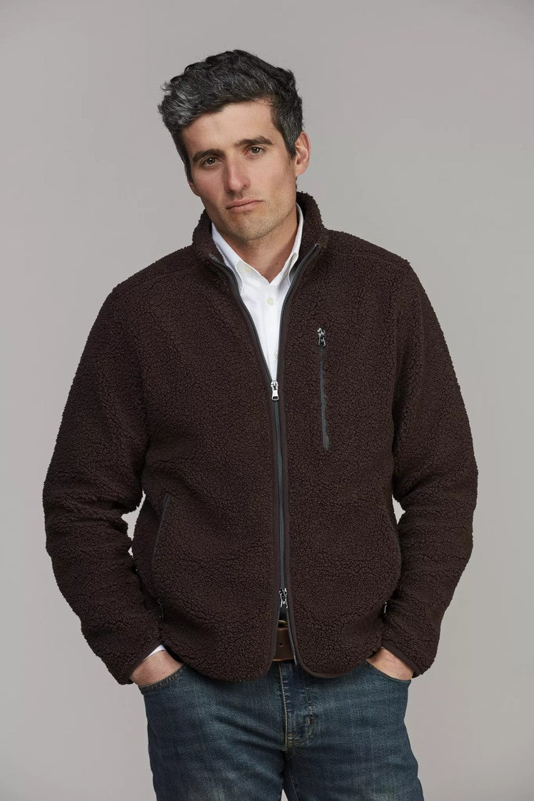 PILE FLEECE JACKET DARK BROWN