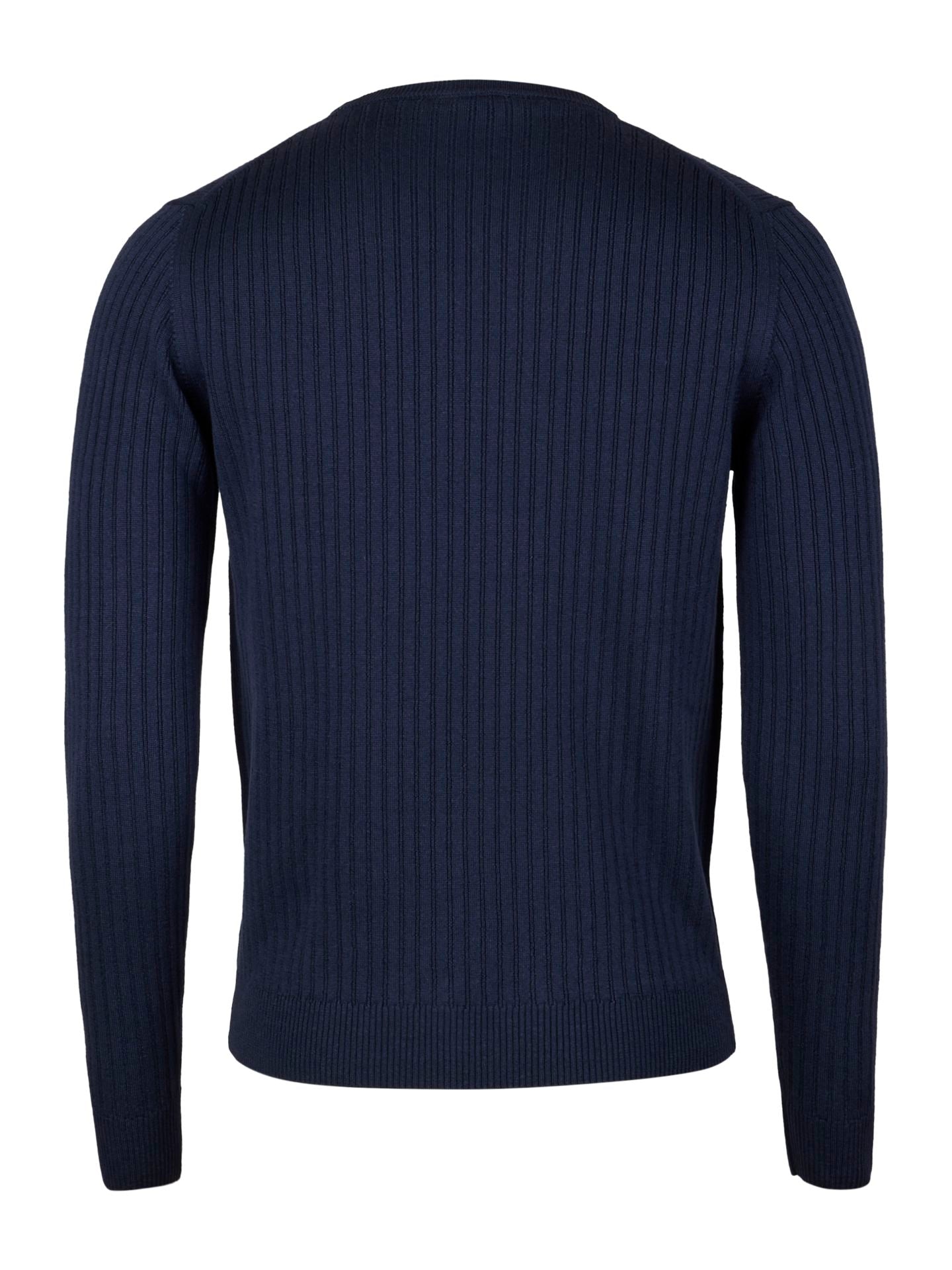 Sweater Knitted Ribbed Linen / Merino Wool Dark blue