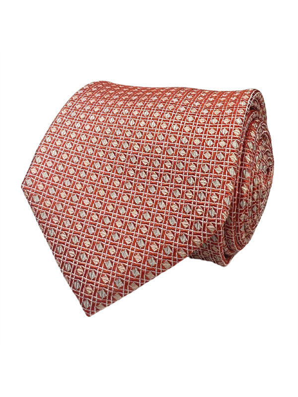 Orange Small Pattern Silk Tie