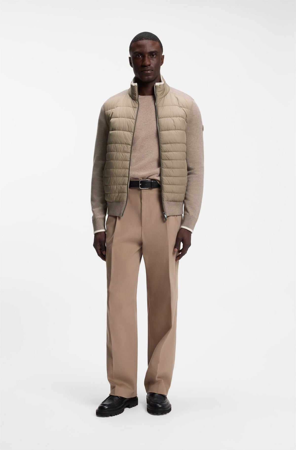 H-Facente Zip Up Jacket With Padded Front Light Brown