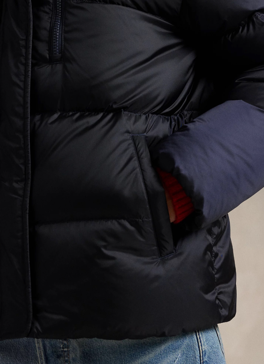 Water Repellent Quilted Down Jacket Navy