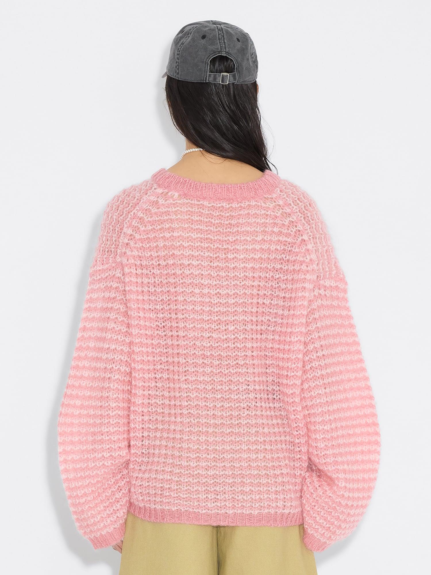 Boxy Mohair V-Neck Pink Mix