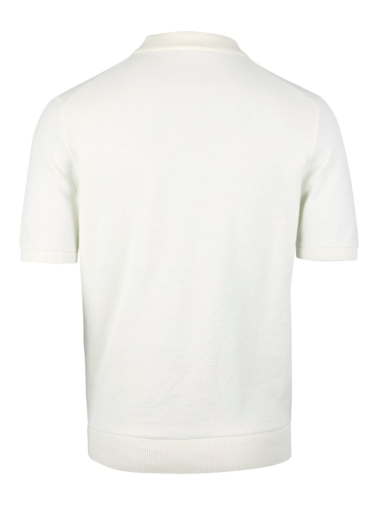 Polo Shirt Knitted Zip Texture Organic Cotton Offwhite