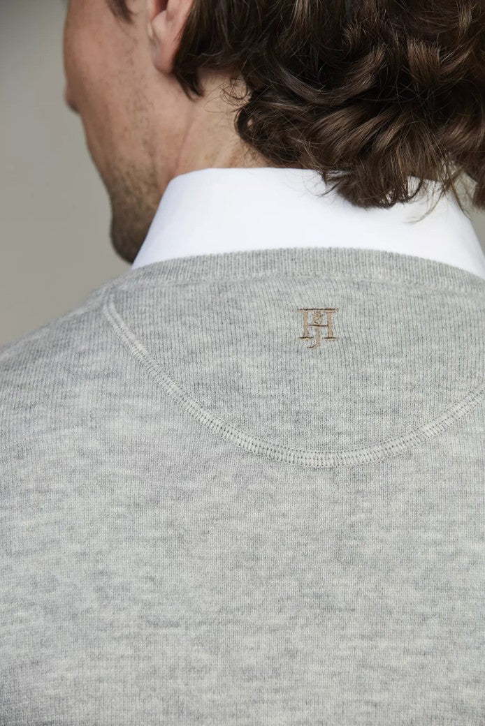 Geelong Knitted V-Neck Sweater Light Grey
