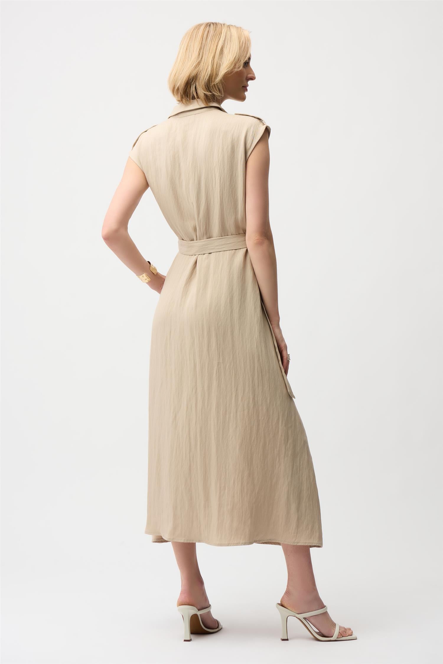Textured Woven Shirt Dress Parchment