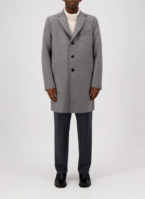 Mens Boxy Coat Patterned Cashmere Blend