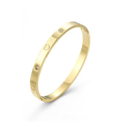 GIA-CRYSTAL HEART BANGLE BRACELET STAINLESS-GOLD