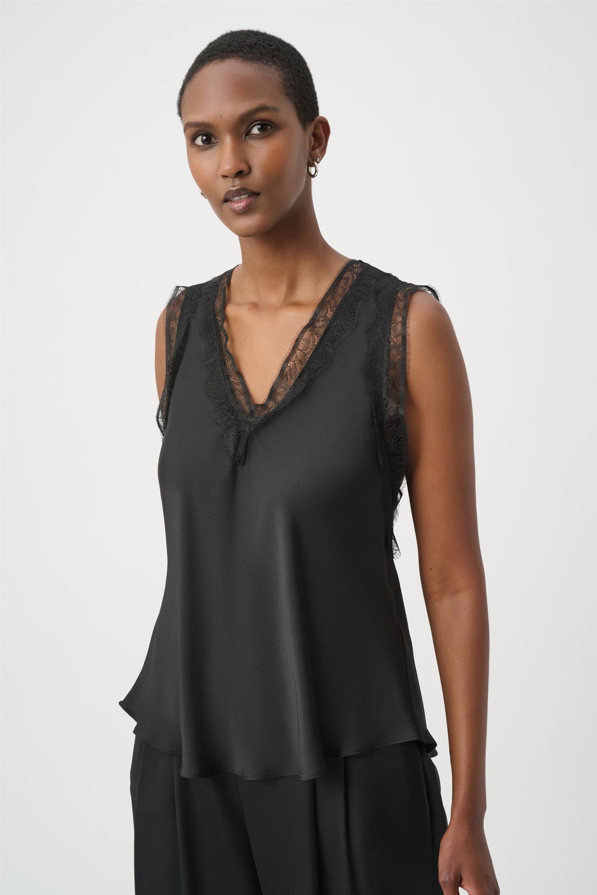 Recycled Satin Sleeveless Top Black