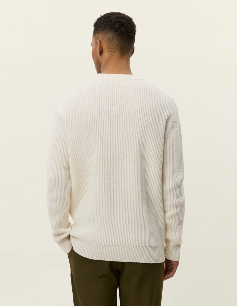 Eddie Wool Rib Crewneck Knit Ivory