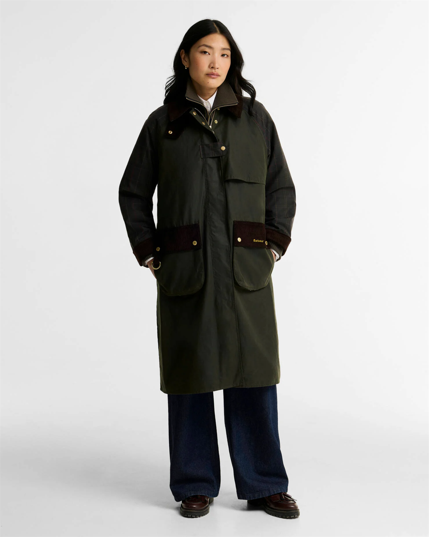 Checked Kirkless Wax Jacket Olive