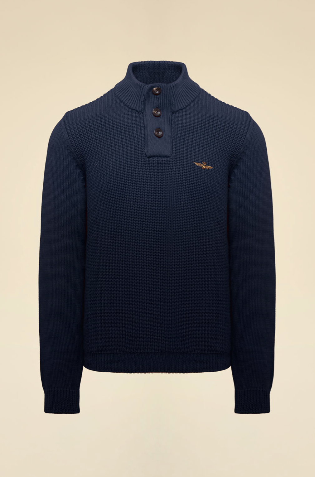 Turtlneck Jumper With Buttons Navy