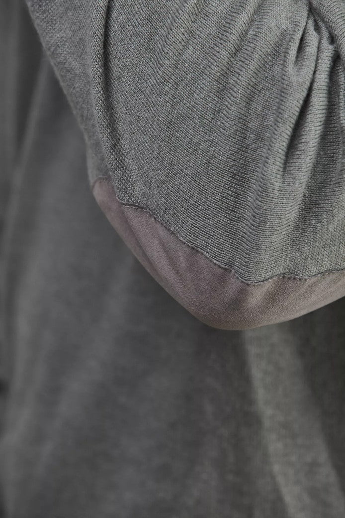 CREW NECK KNIT WITH ELBOW PATCH DUSTY GREEN