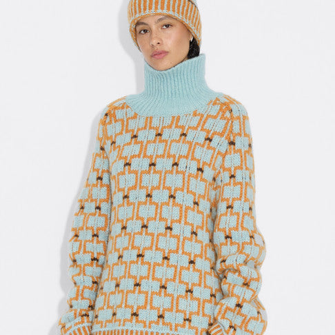 Norwegian Wool Turtleneck 25-04 Blue Mix