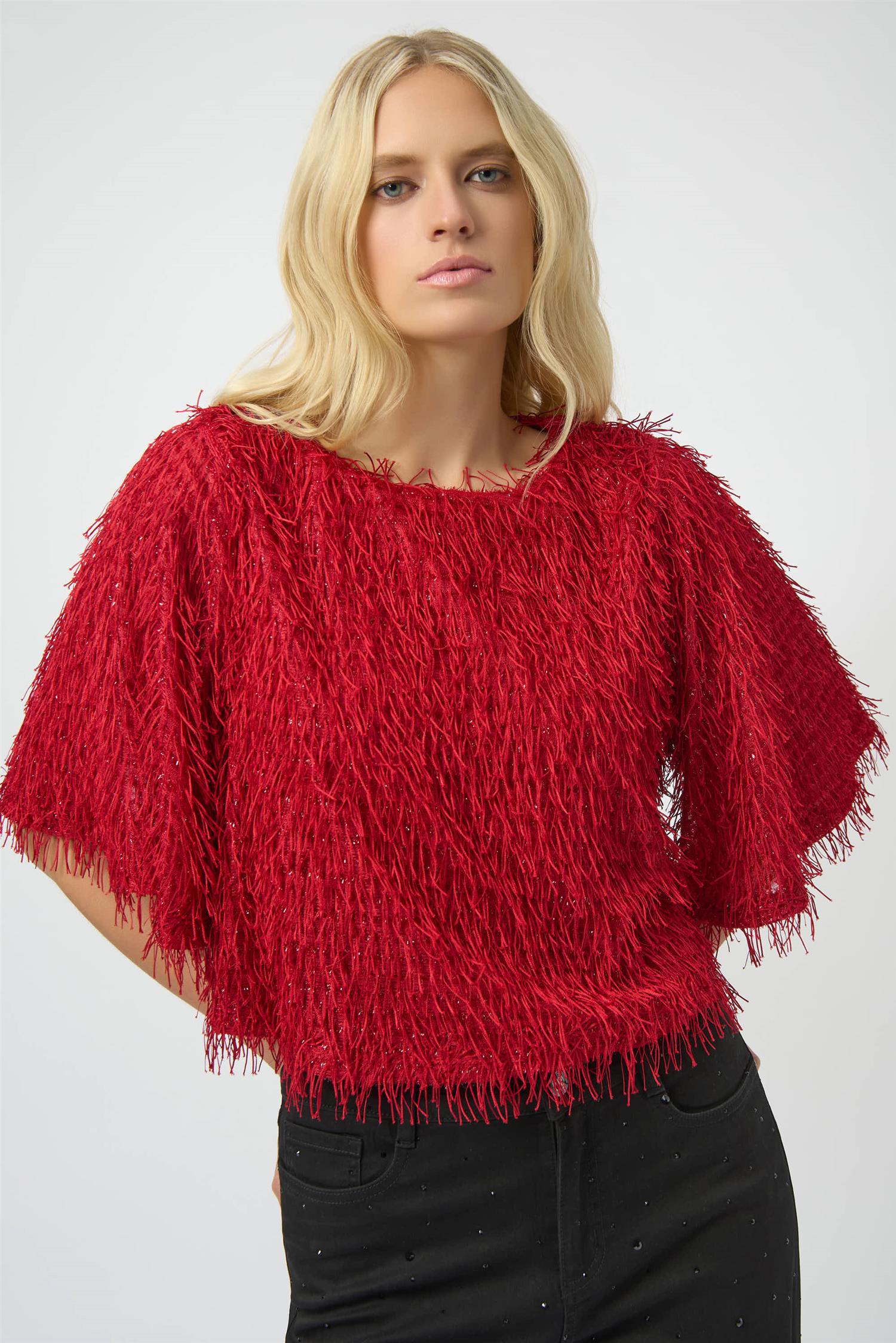 Novelty Fringe Boxy Top Red