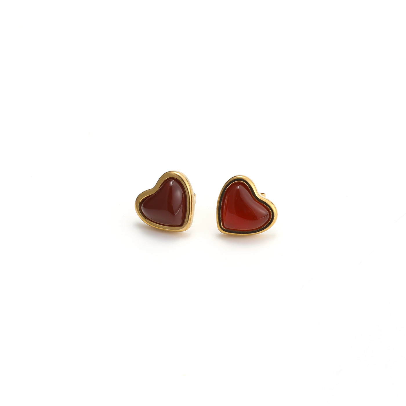 SONJA-JELLY HEART STUD EARRINGS STAINLESS STEEL-GOLD