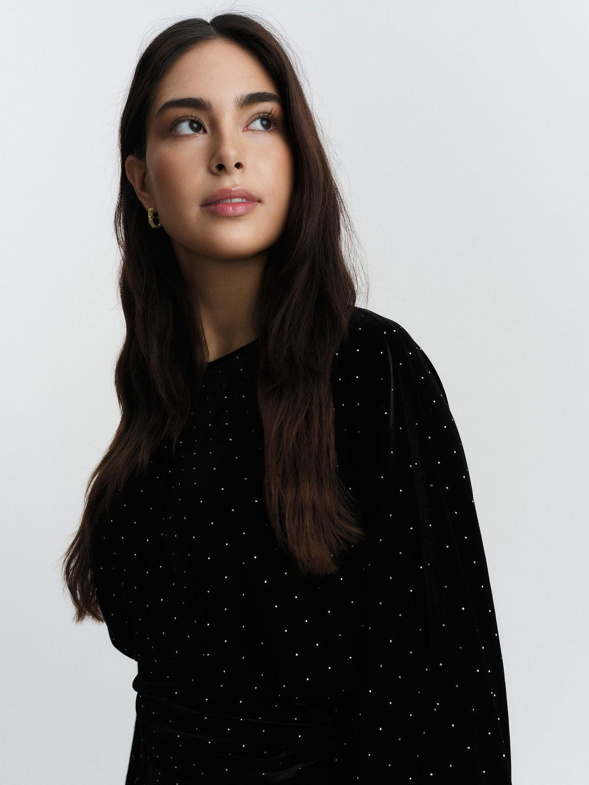 Jamal Stud Velour Dress Black