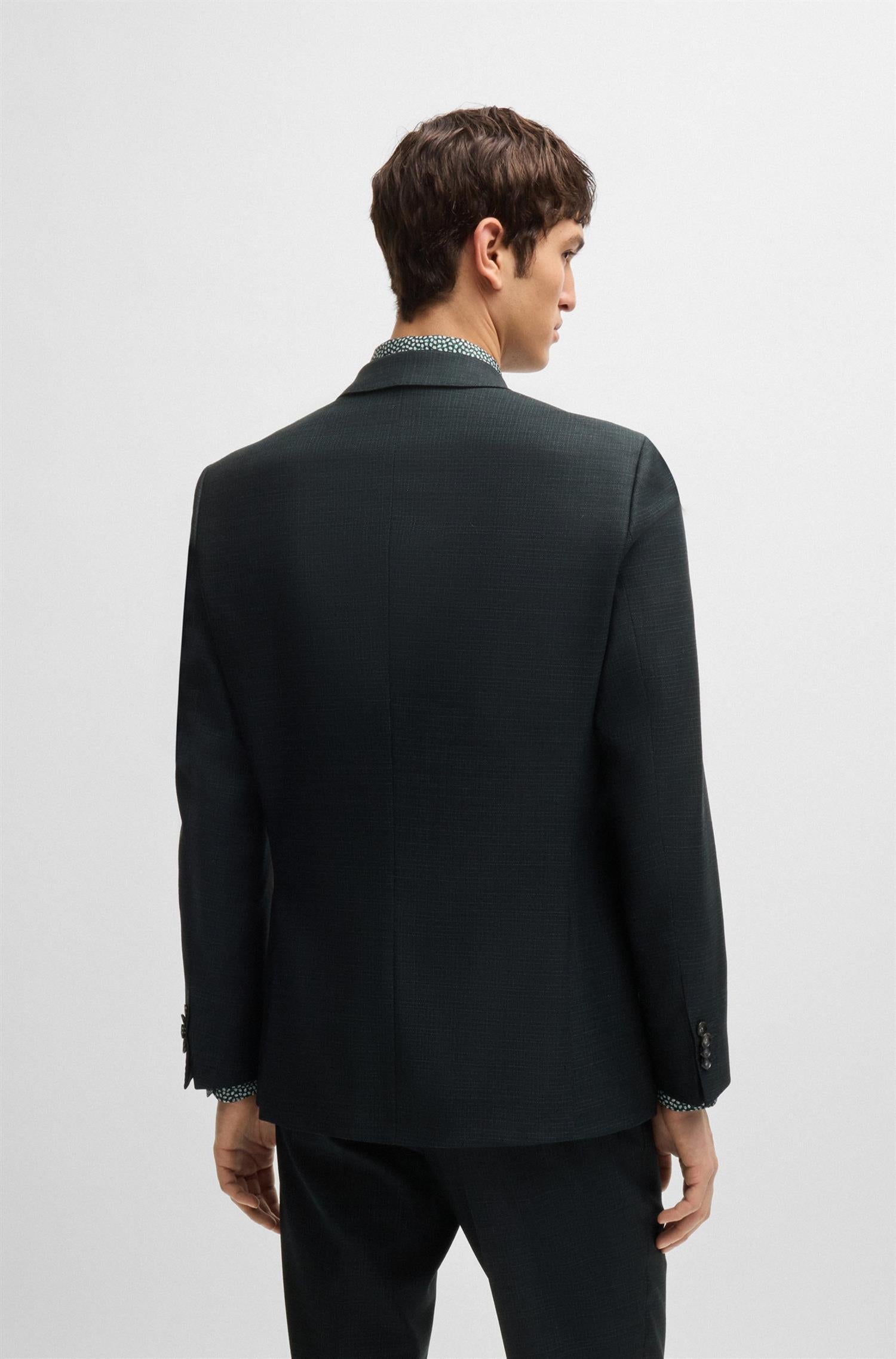 HUGE 2PCS SUIT IN MICRO PATTERNED STRETCH WOOL