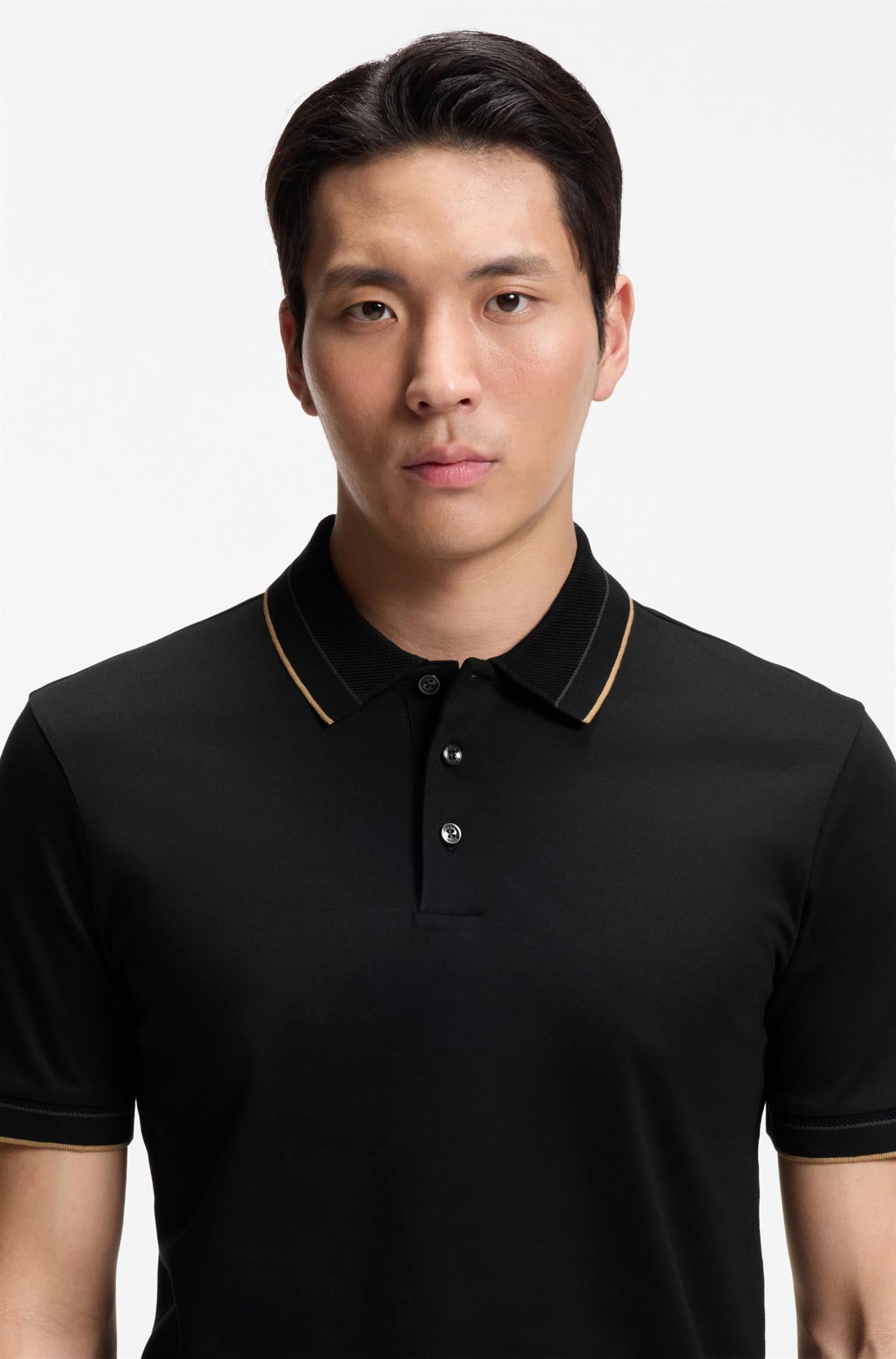 H-Phillipson Slimfit Polo In Mercericed Cotton Black