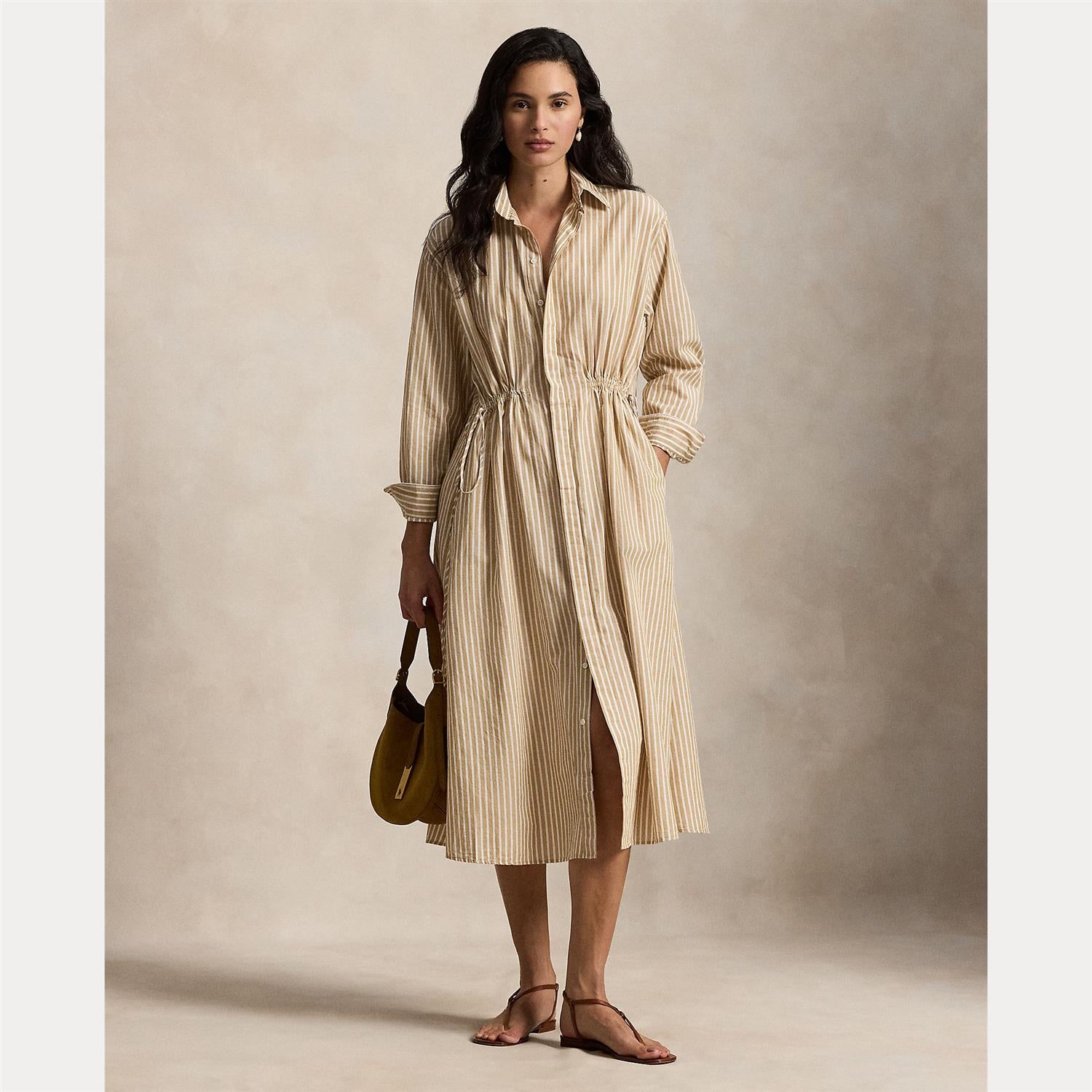 Woven-Shirt Dress-Dresses